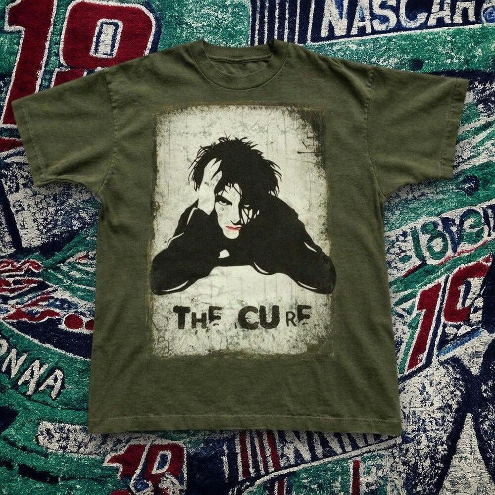 Y2K Grunge The Cure Band Graphic Tee Military Green Unisex.